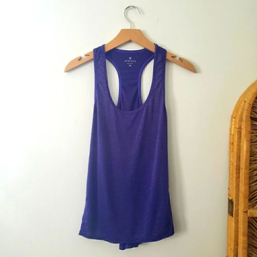 Athleta Striped Chi Tank Top Amalfi Blue XS
